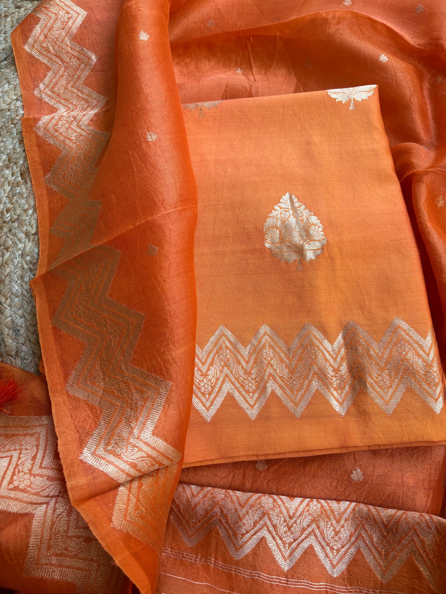 Orange Chiniya kora suit set
