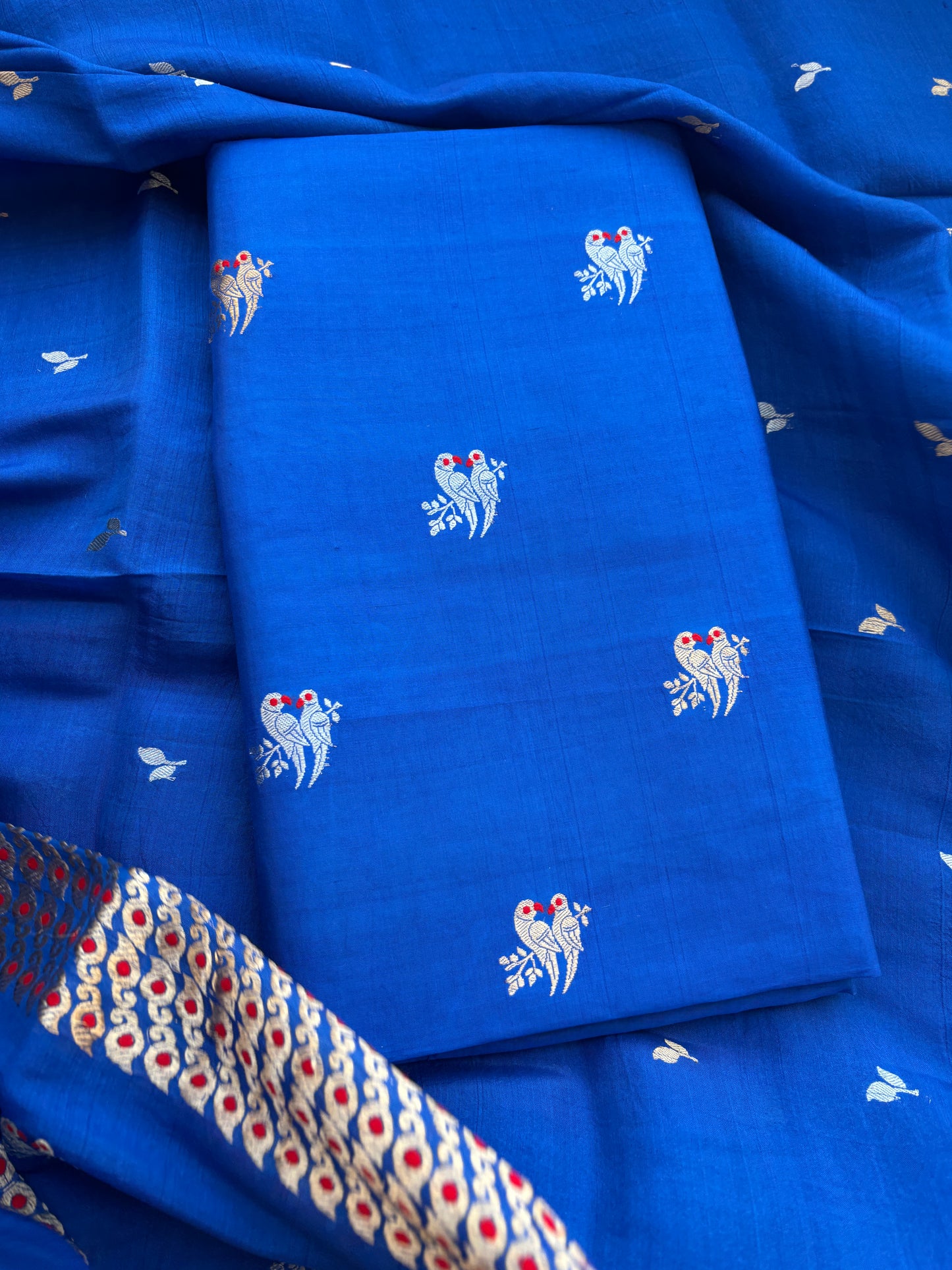 Blue mango silk kadhwa suit set