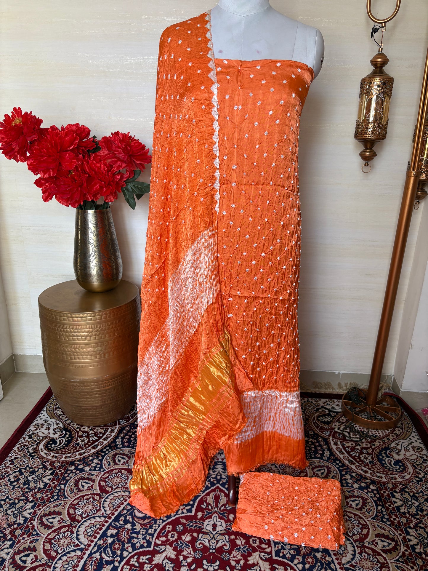Orange bandhani suit set