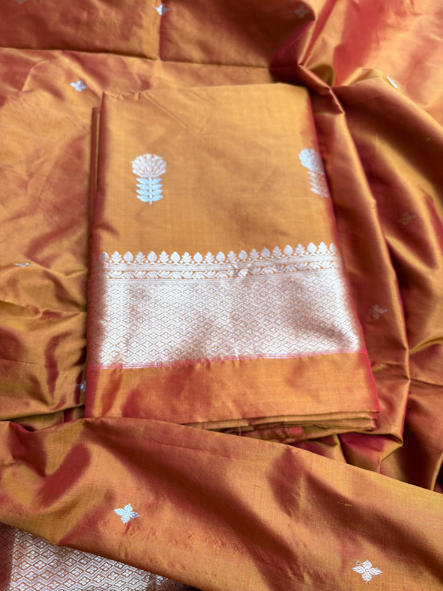 Yellow gold katan by katan silk 3 piece suit set