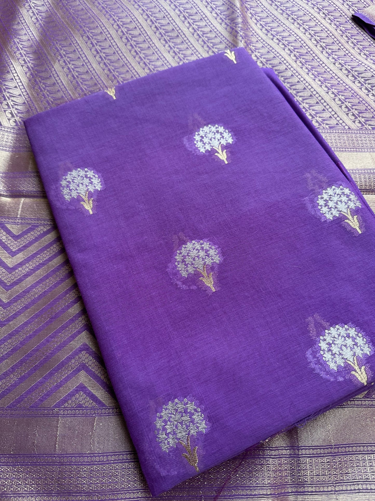 Lavender meendar chanderi kurta, tissue dupatta, plain bottom