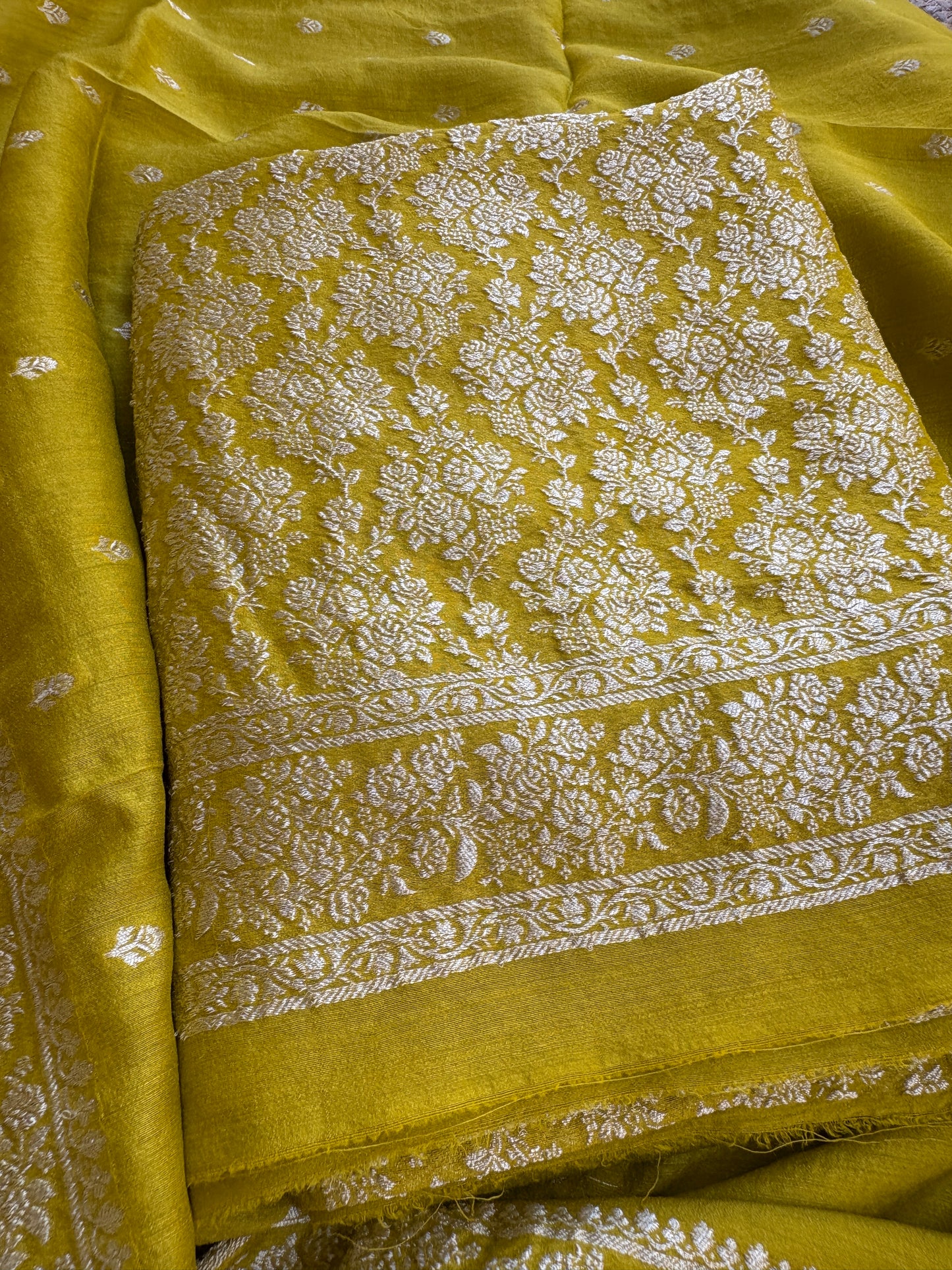 Lime moonga silk suit set