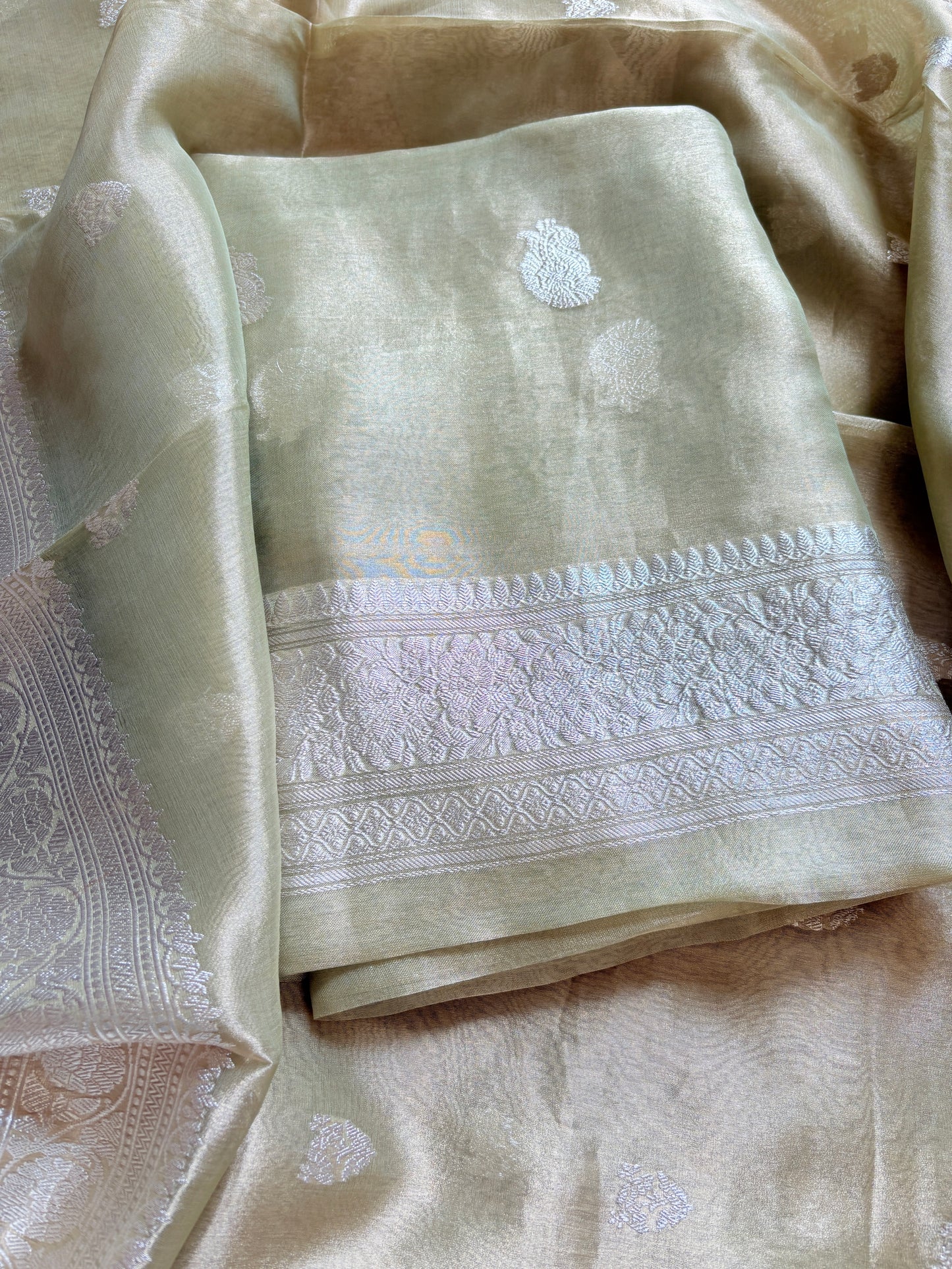 Green tissue kadhwa suit set