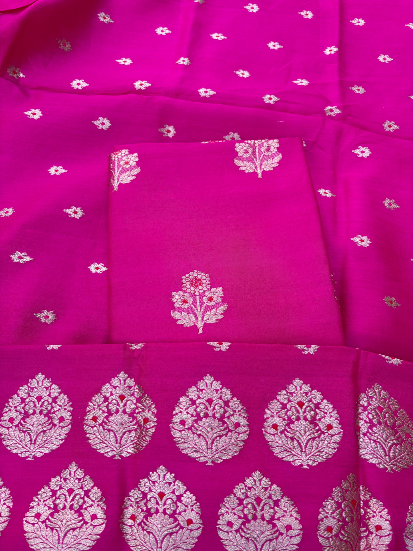 Pink Chiniya silk meenadar 3 piece suit set