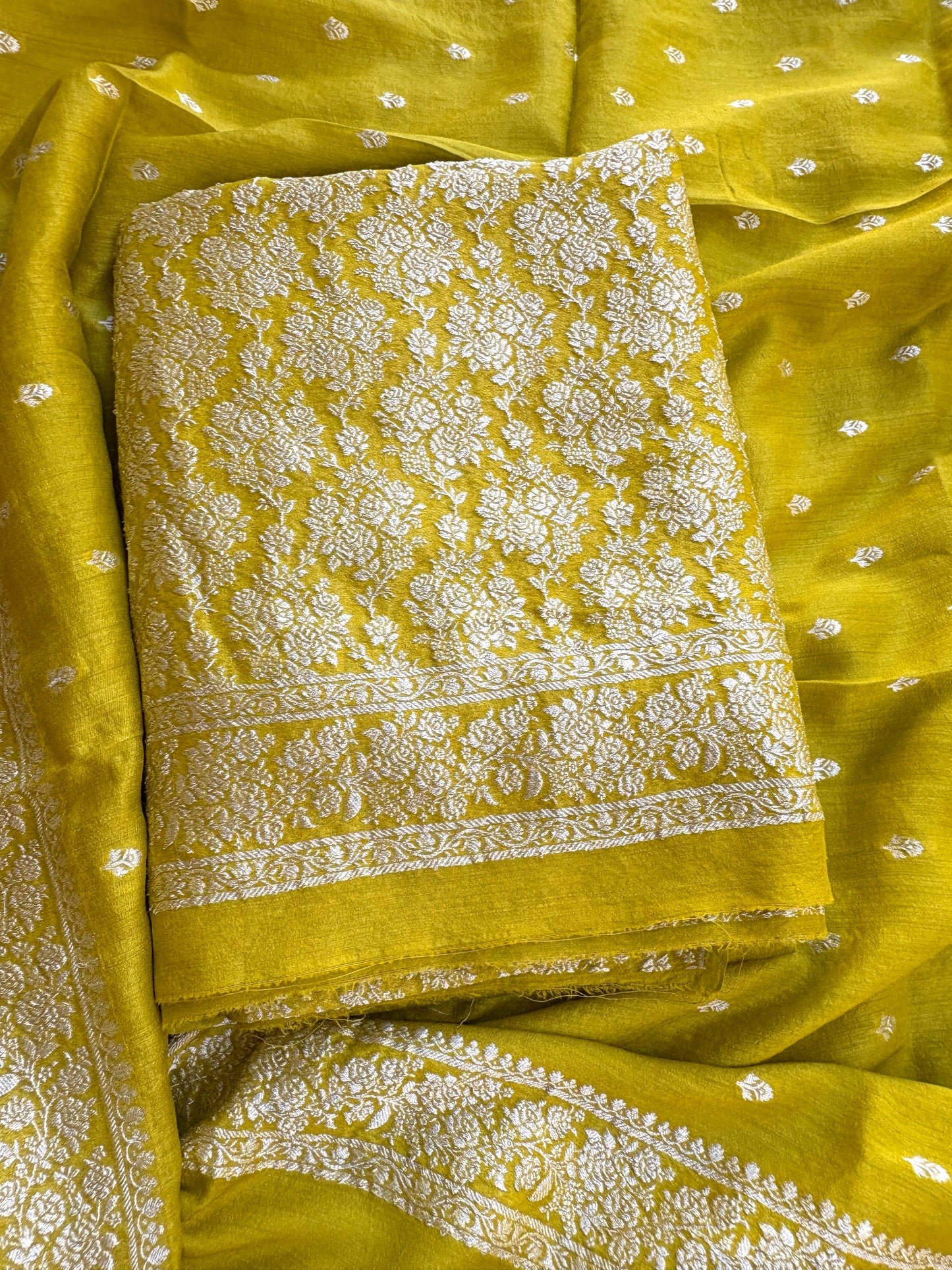Lime moonga silk suit set