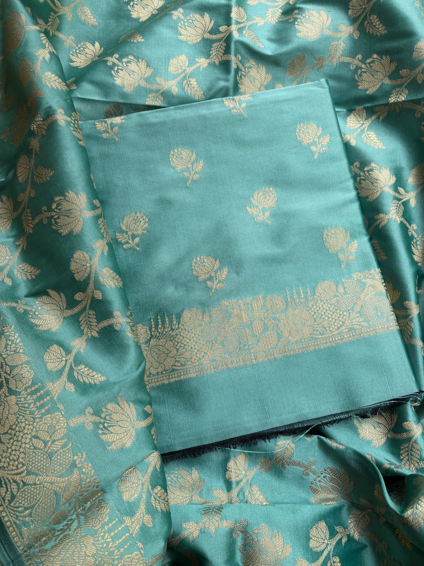 Blue premium Banarasi silk 3 piece suit set