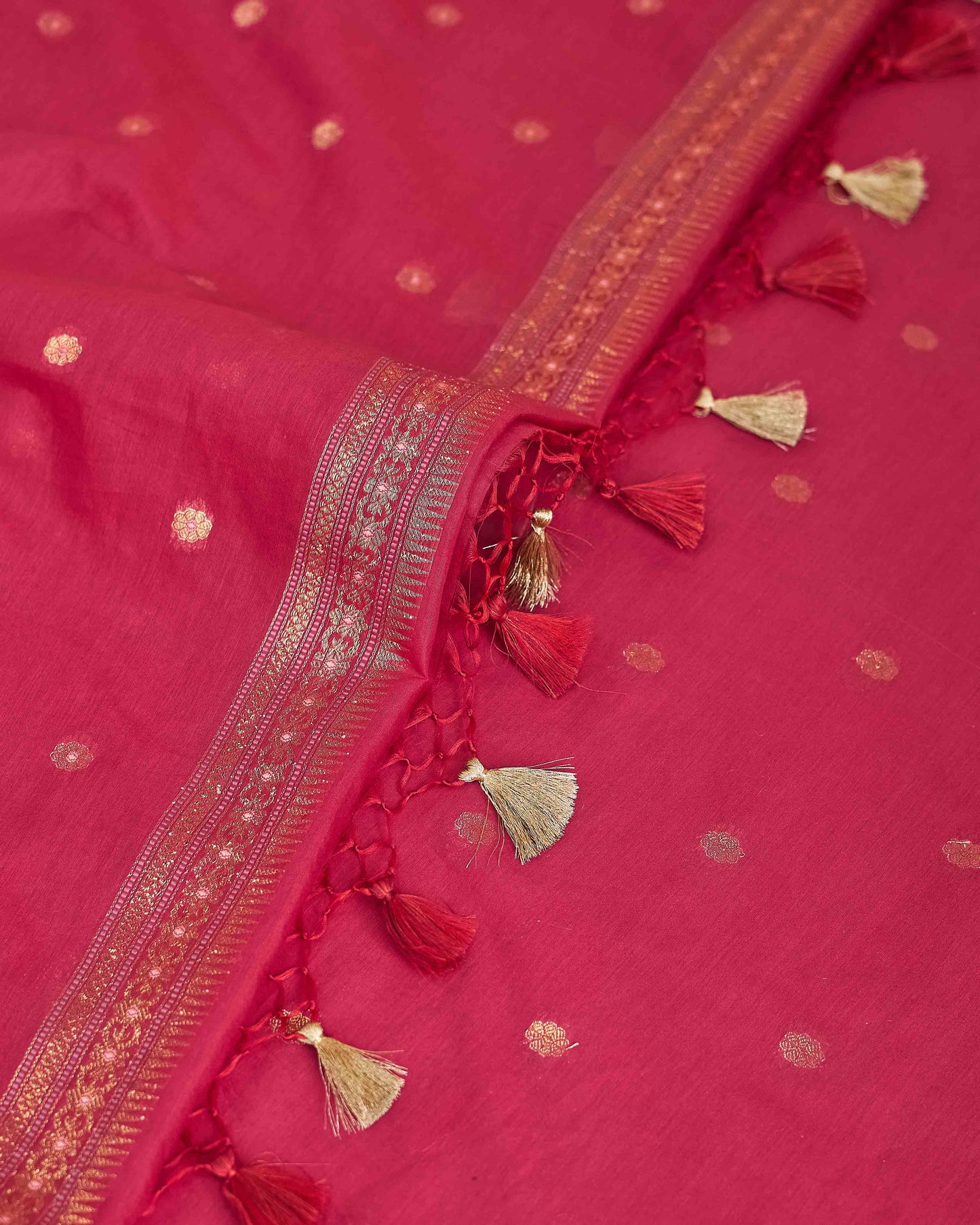 Red jamdani weaving 3 piece suit set