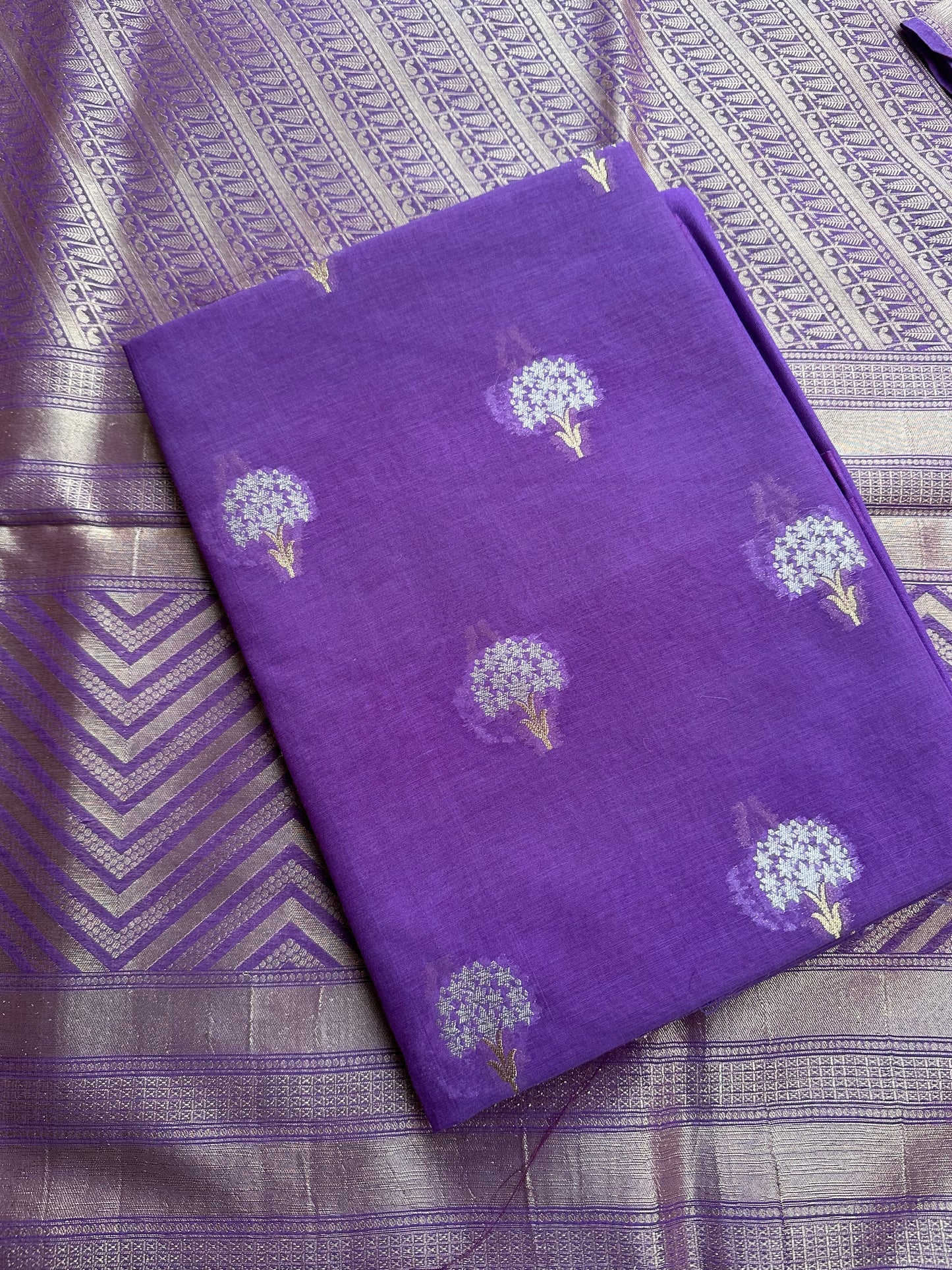Lavender meendar chanderi kurta, tissue dupatta, plain bottom