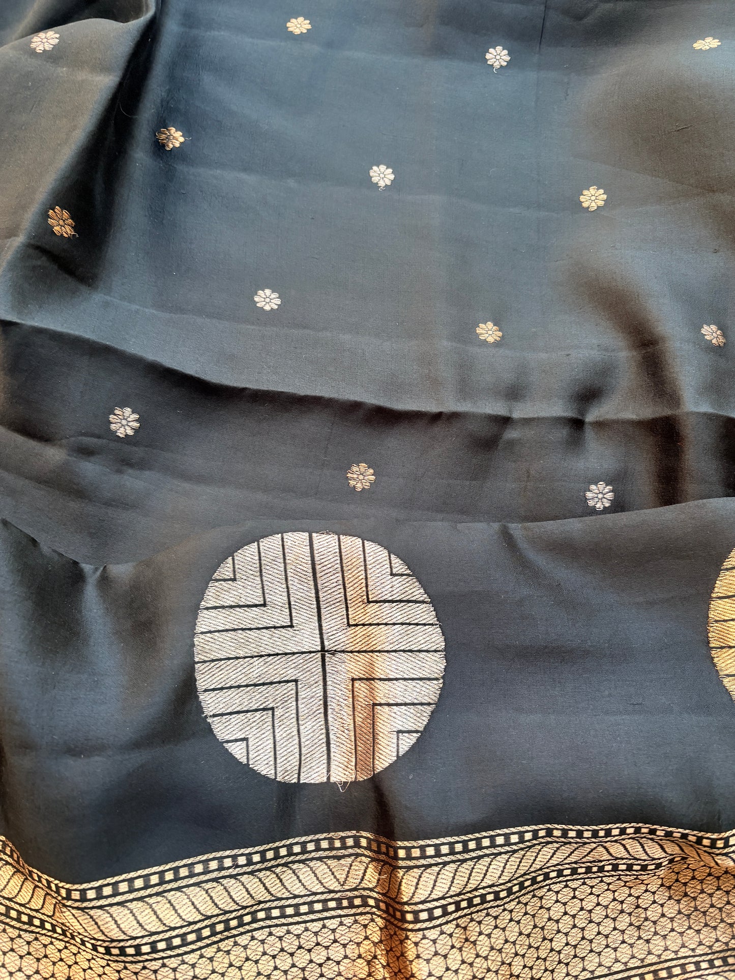 Black mango silk designer silk suit set