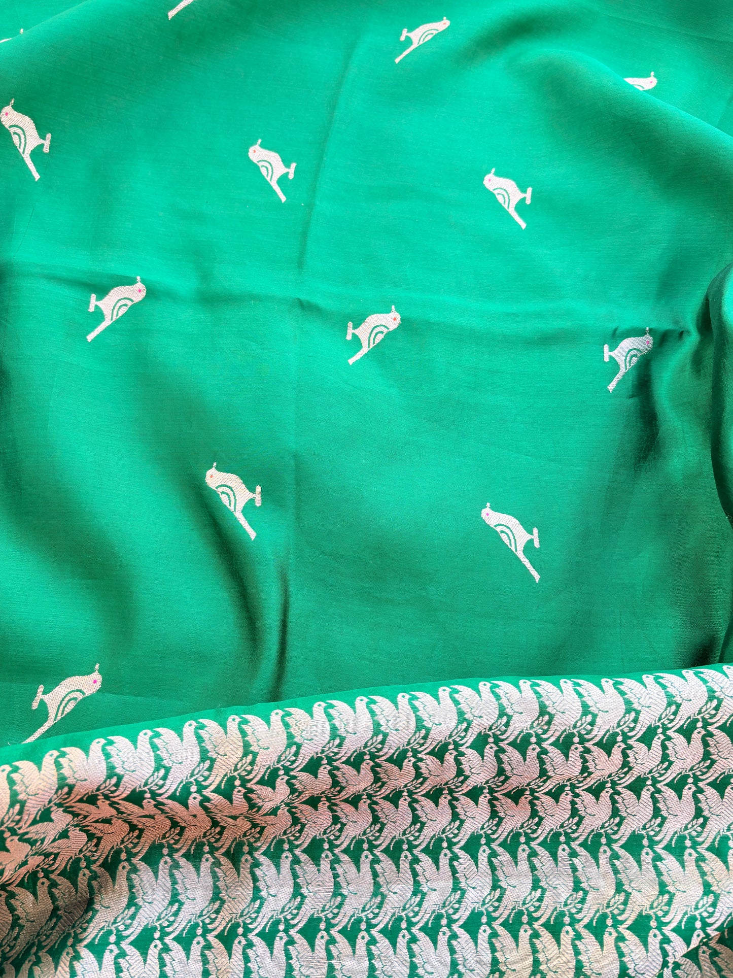 Green mango silk kadhwa brocade suit set