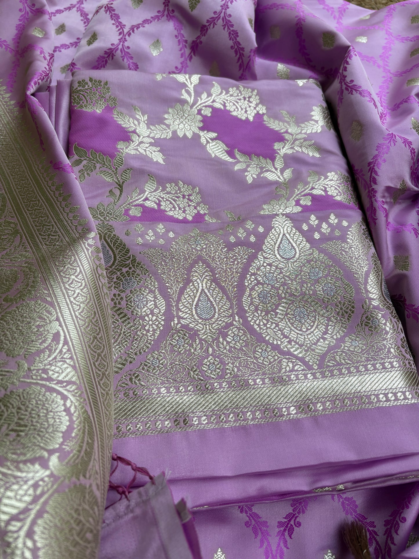Lavender rangkat mashru silk suit set