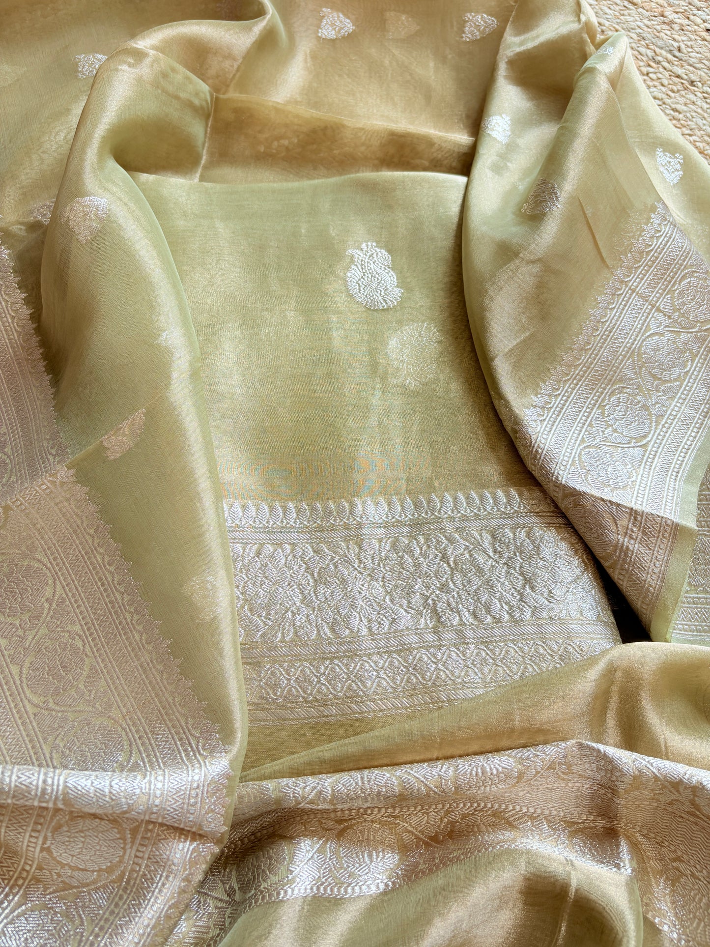 Green tissue kadhwa suit set