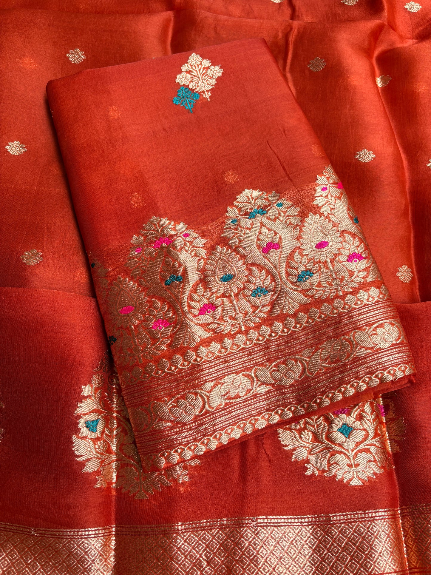 Rust kora kadhwa meenadar suit set