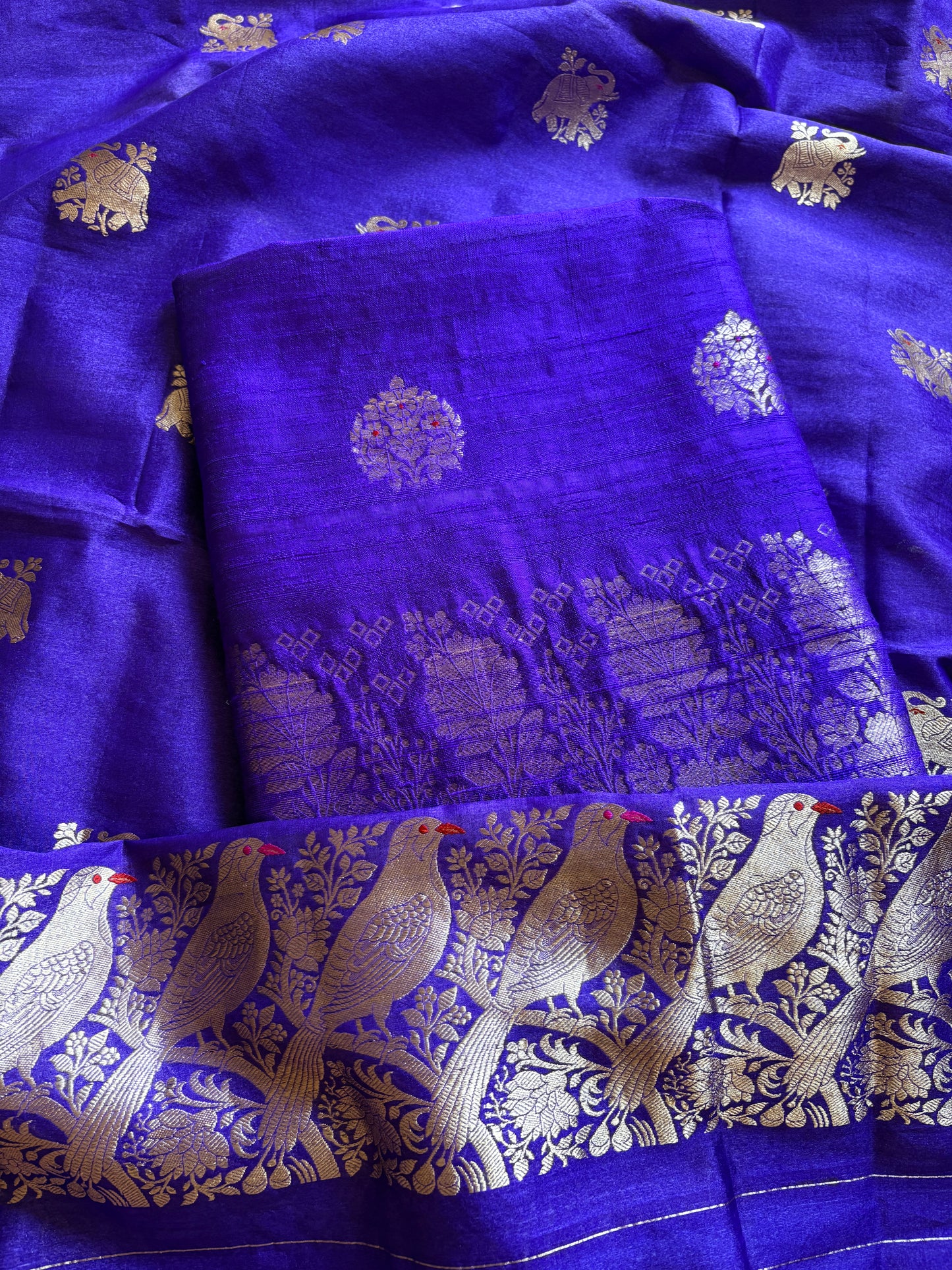 Purple raw silk kurta, bottom and kora kadhwa dupatta
