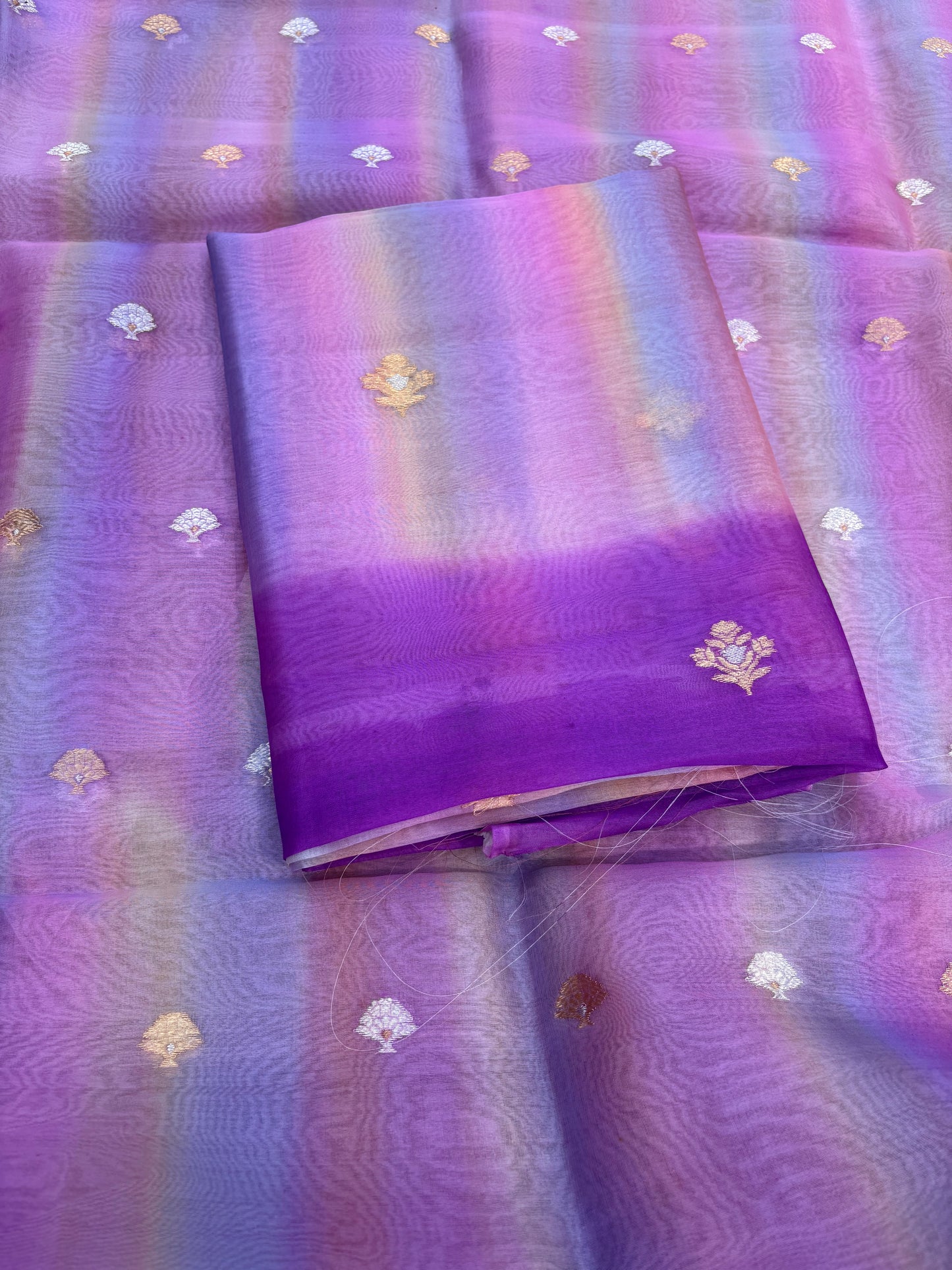 Lavender shaded kora kadhwa 3 piece suit set