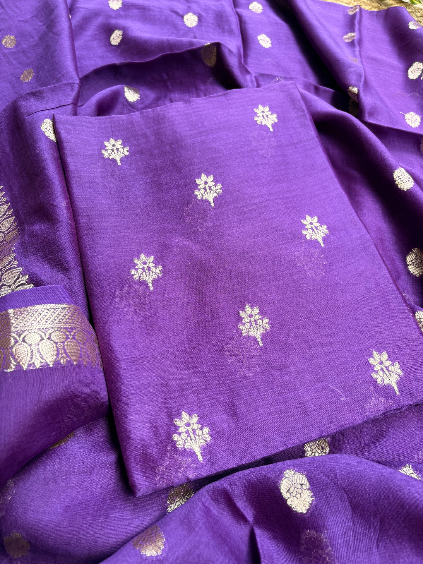 Purple Chanderi silk 3 piece suit set