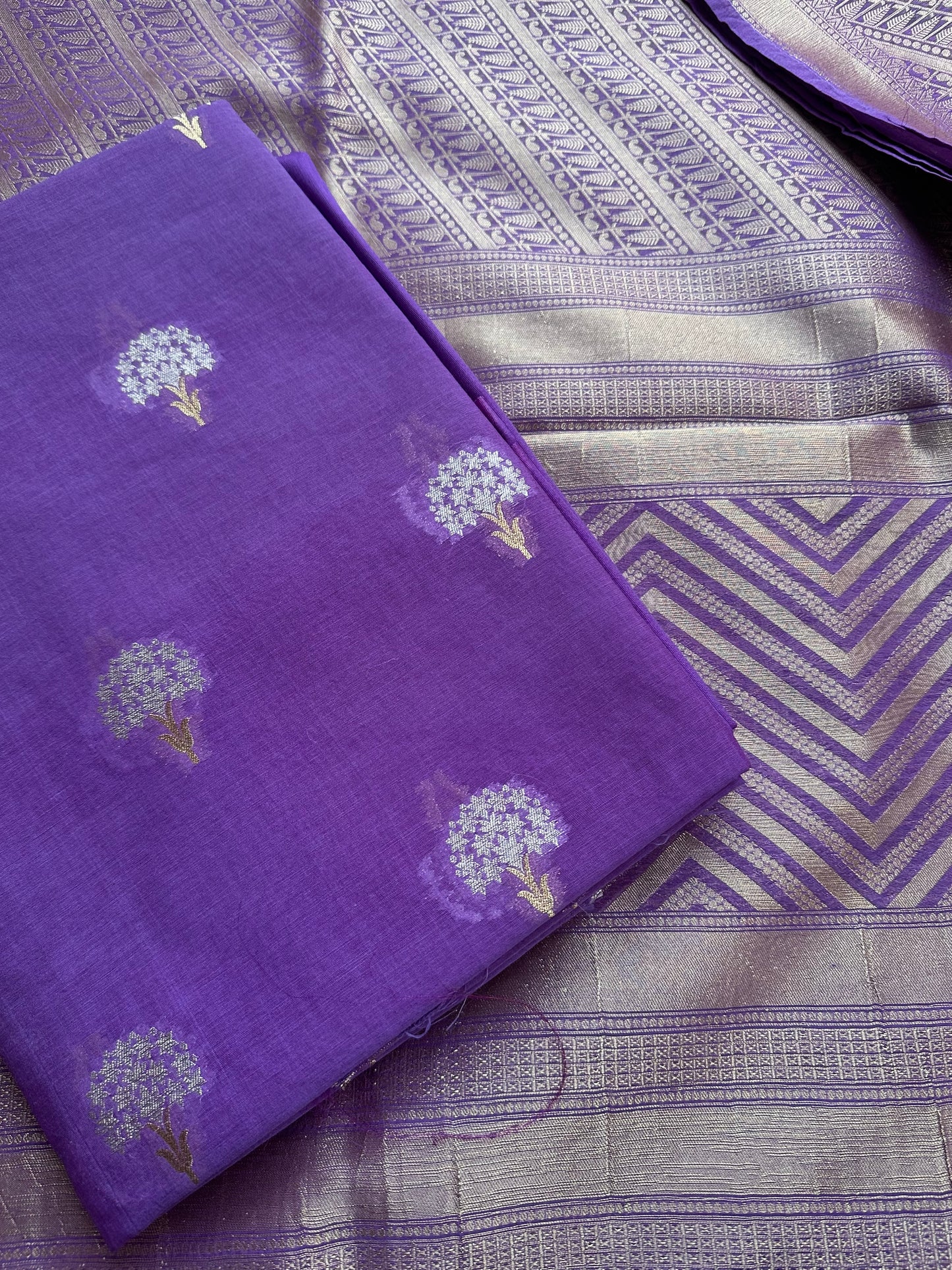 Lavender meendar chanderi kurta, tissue dupatta, plain bottom