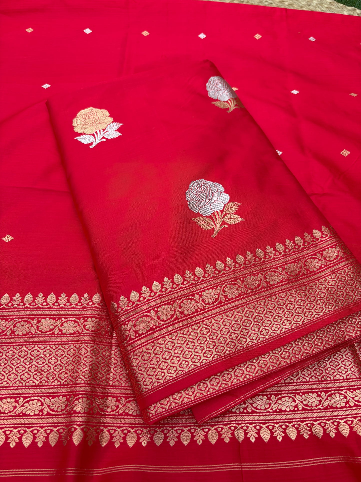 Red katan by katan silk 3 piece suit set