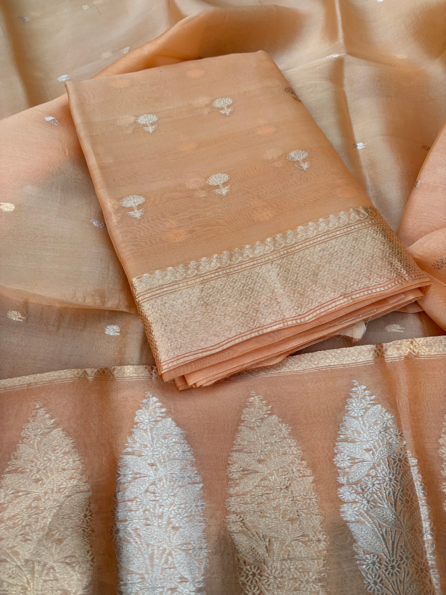 Peach orange kadhwa 3 piece suit set
