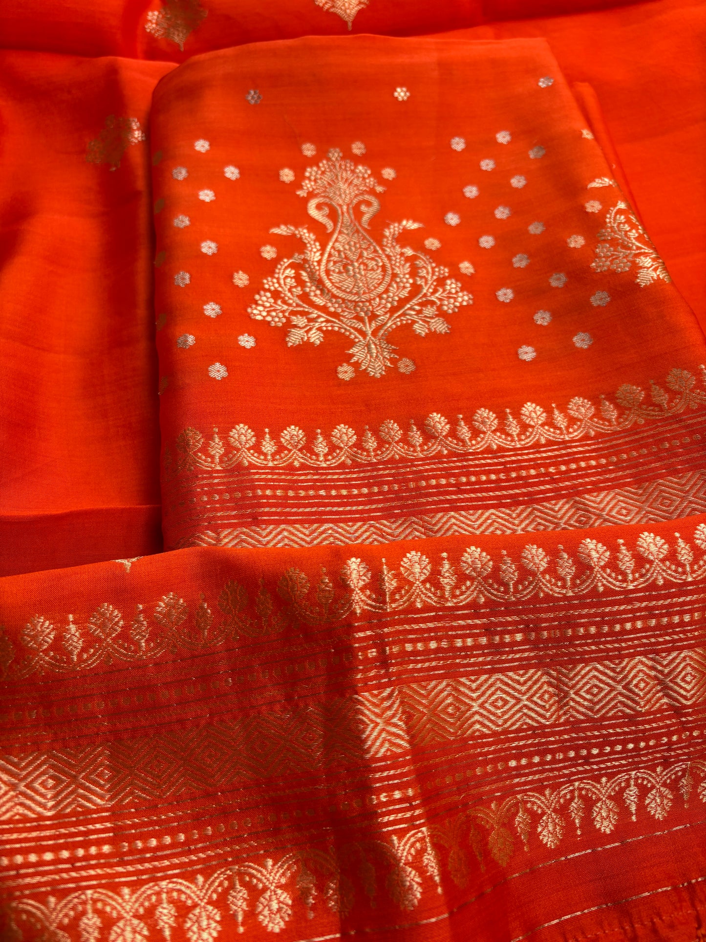 Fanta orange Chinia silk 3 piece suit set