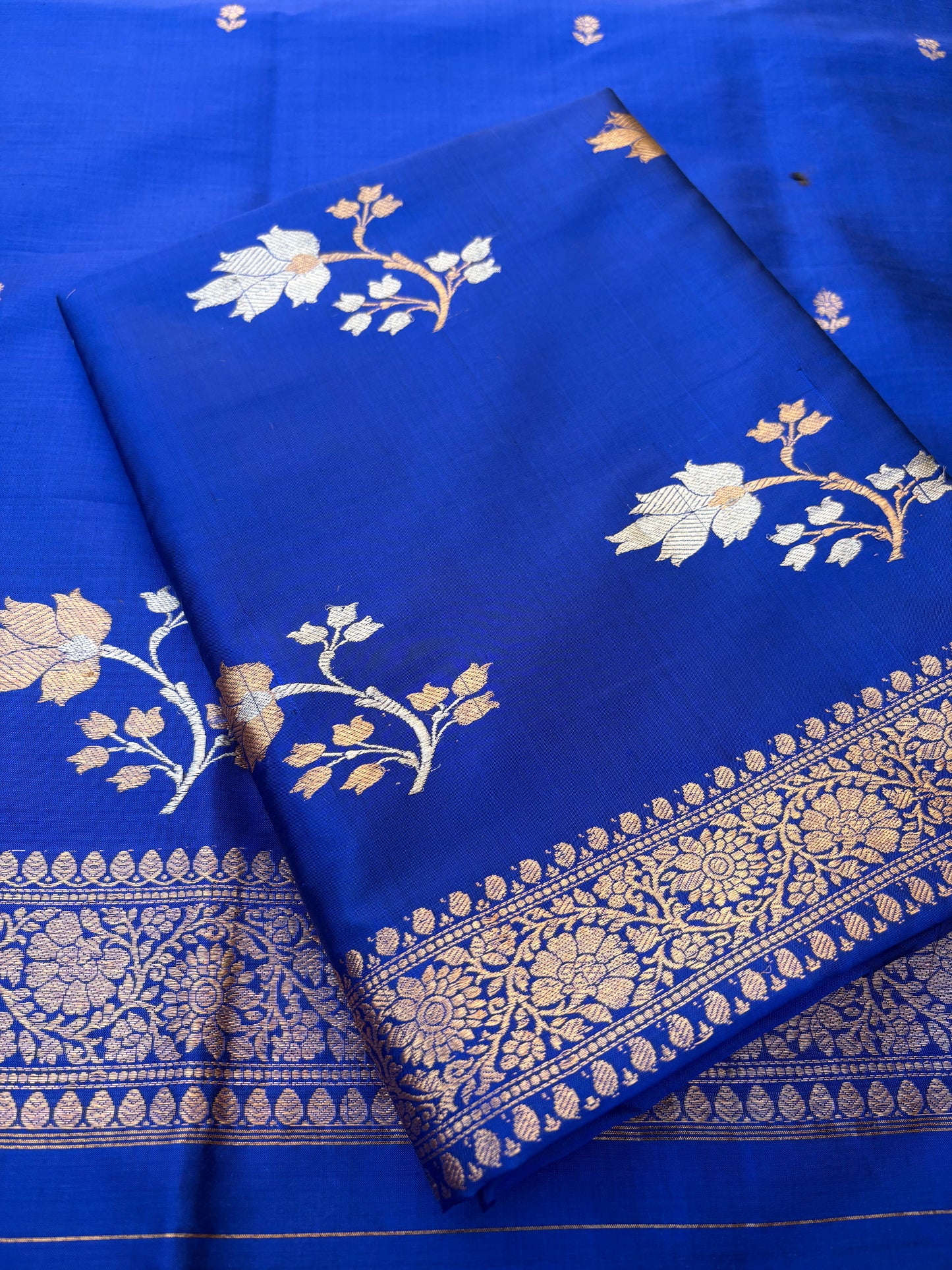 Blue katan by katan silk 3 piece kadhwa suit set