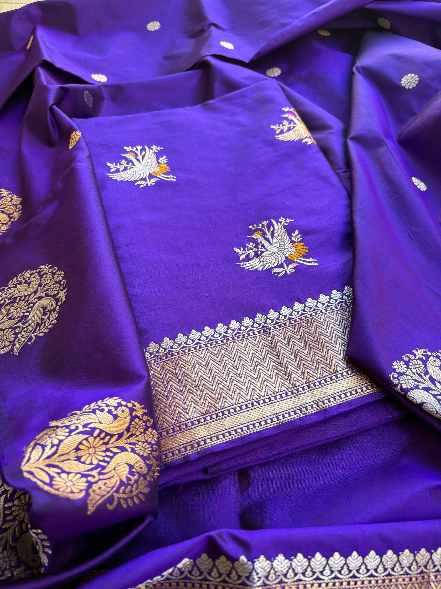 Purple katan by katan silk kadhwa suit set