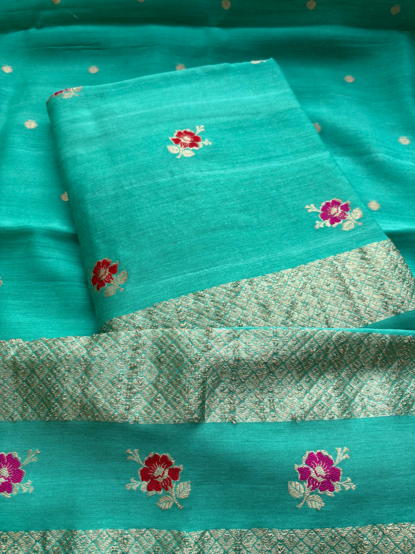Pure kadhwa moonga silk 3 piece suit set