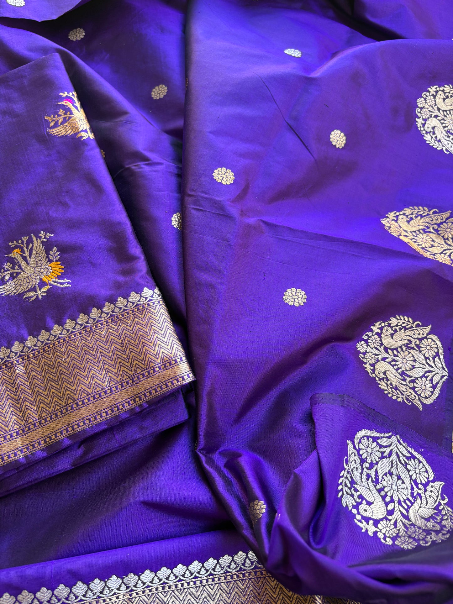 Purple katan by katan silk kadhwa suit set