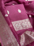 Wine Chiniya silver zari kora silk dupatta , plain bottom SV (16)