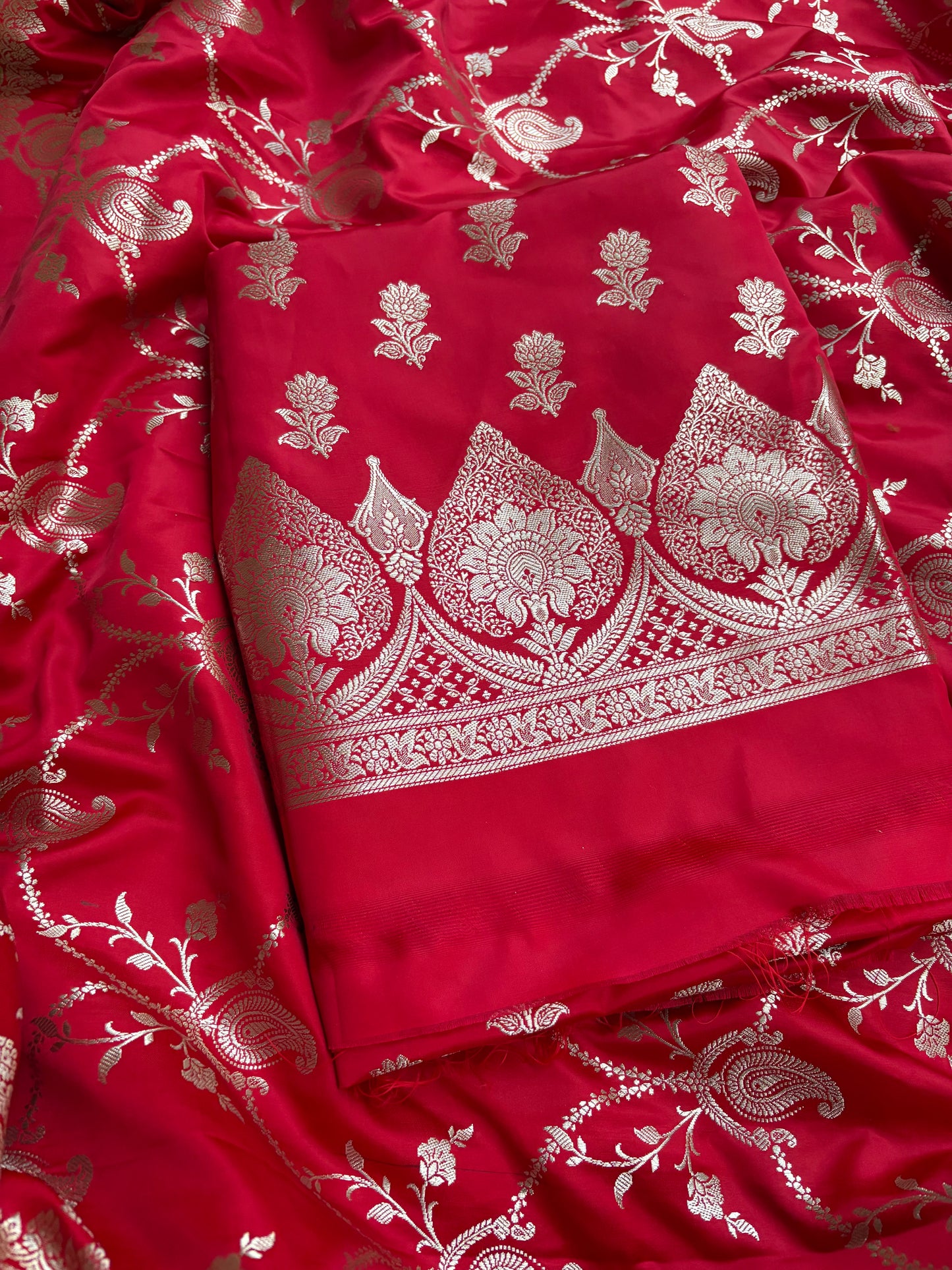 Red mashru silk 3 piece suit set