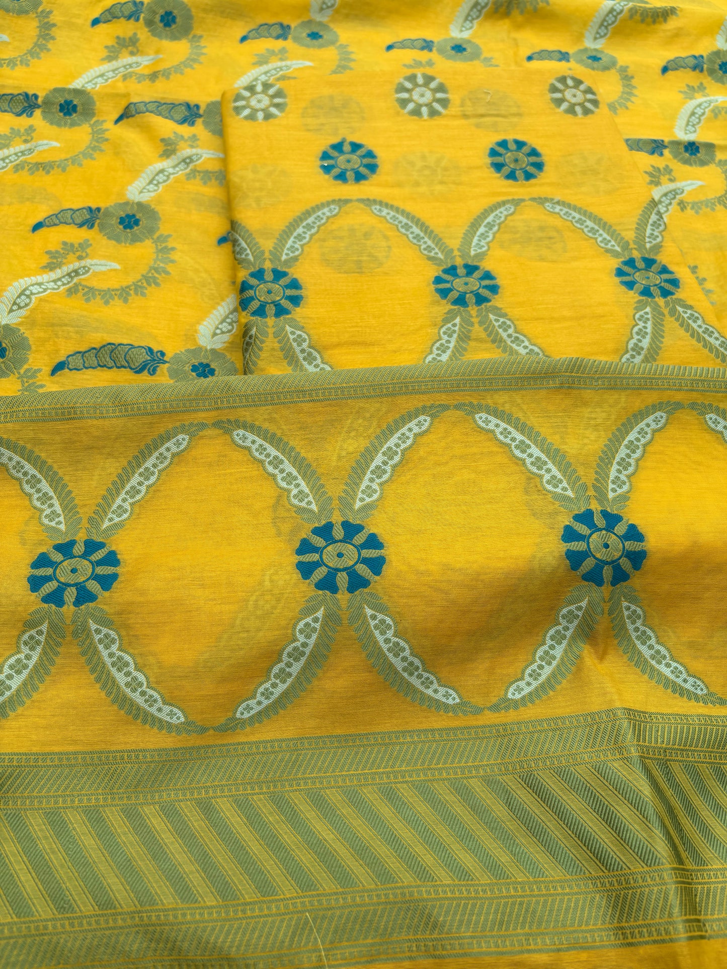 Mustard meenadar Chanderi 3 piece suit set