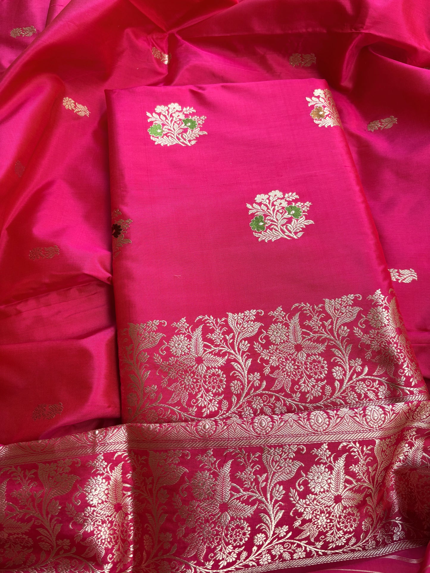 Pink katan by katan kadhwa silk suit set