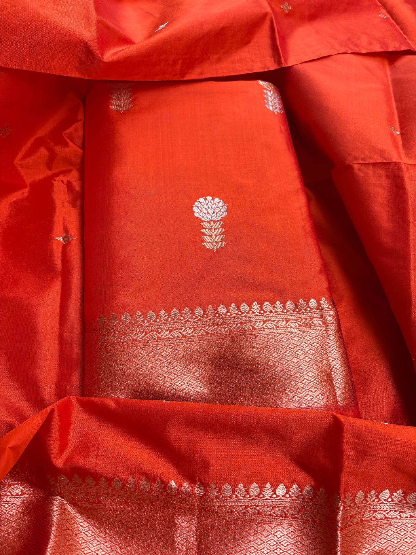 Orange katan by katan silk 3 piece suit set