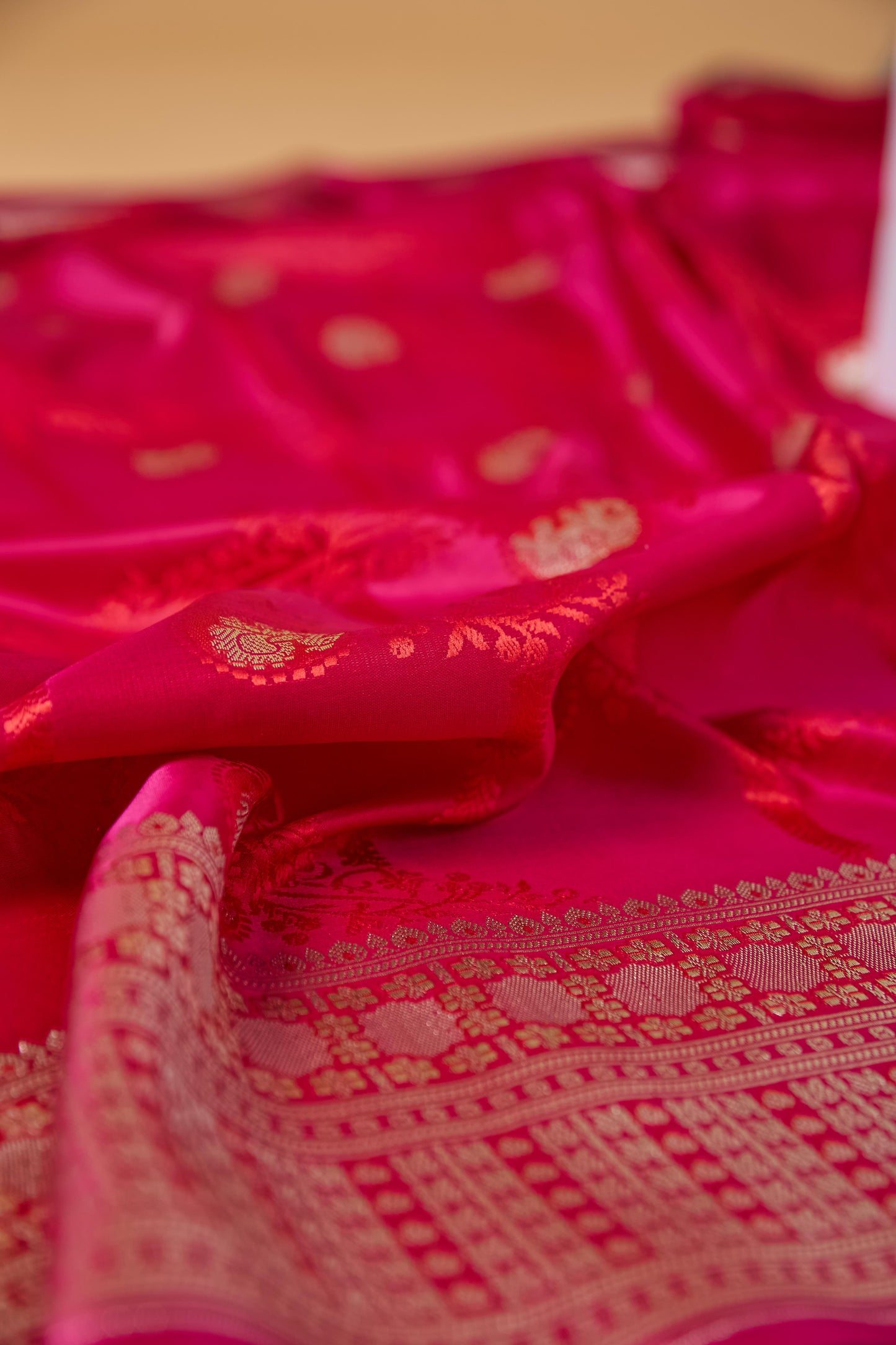 Pink Red Mashru Silk Saree