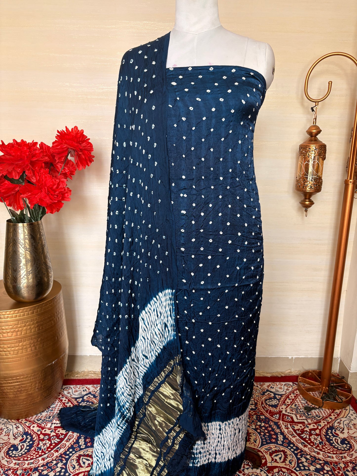 Blue bandhani suit set ( 3 piece )