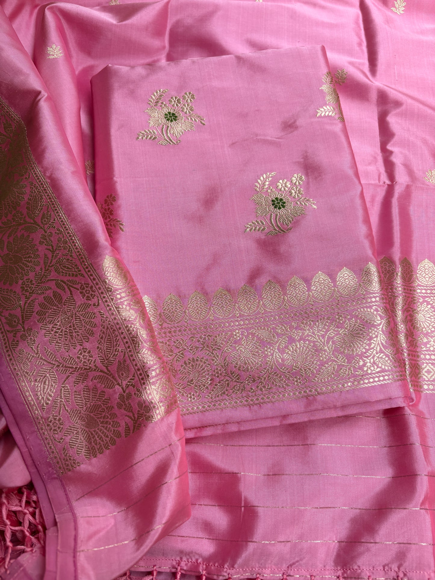 Pink Katan by katan silk meenadar suit set