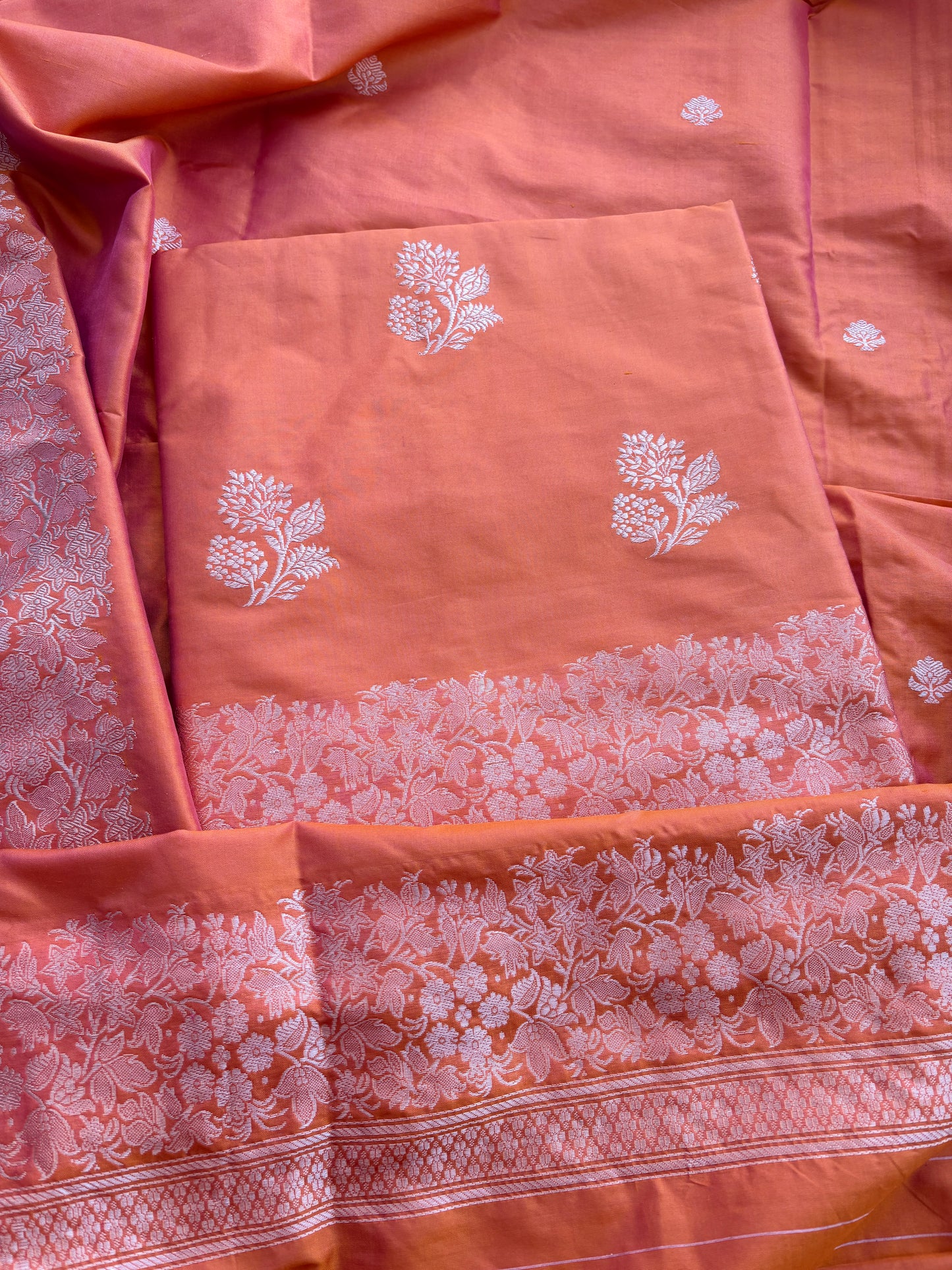 Orange katan by katan silk kadhwa suit