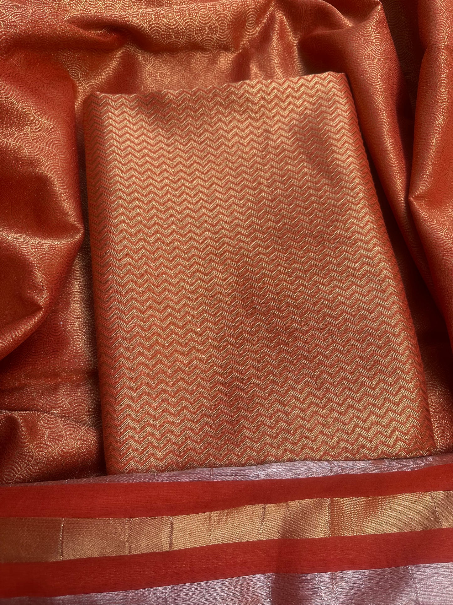 Orange cotton tissue 3 piece suit set( an-1)