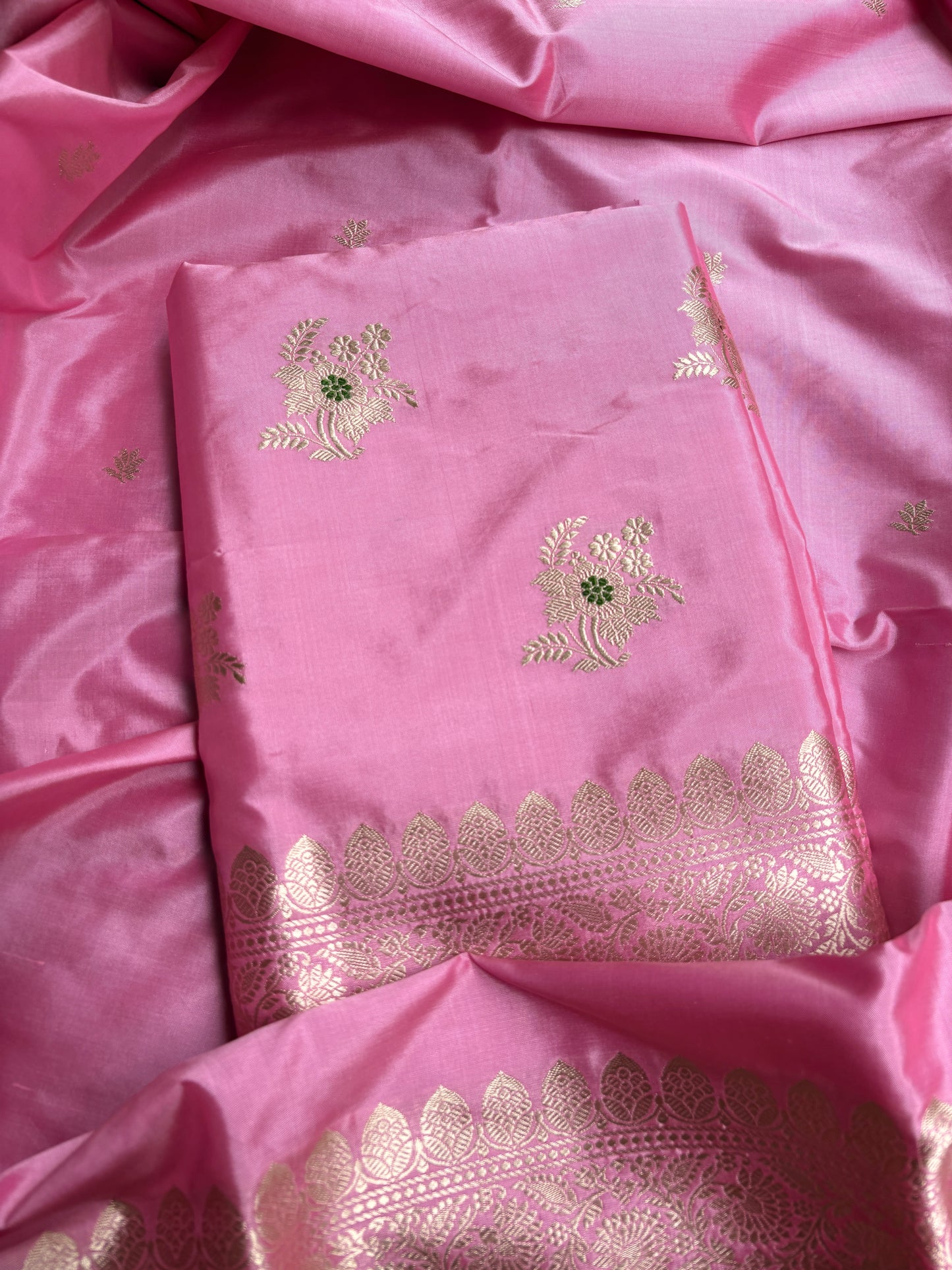 Pink Katan by katan silk meenadar suit set
