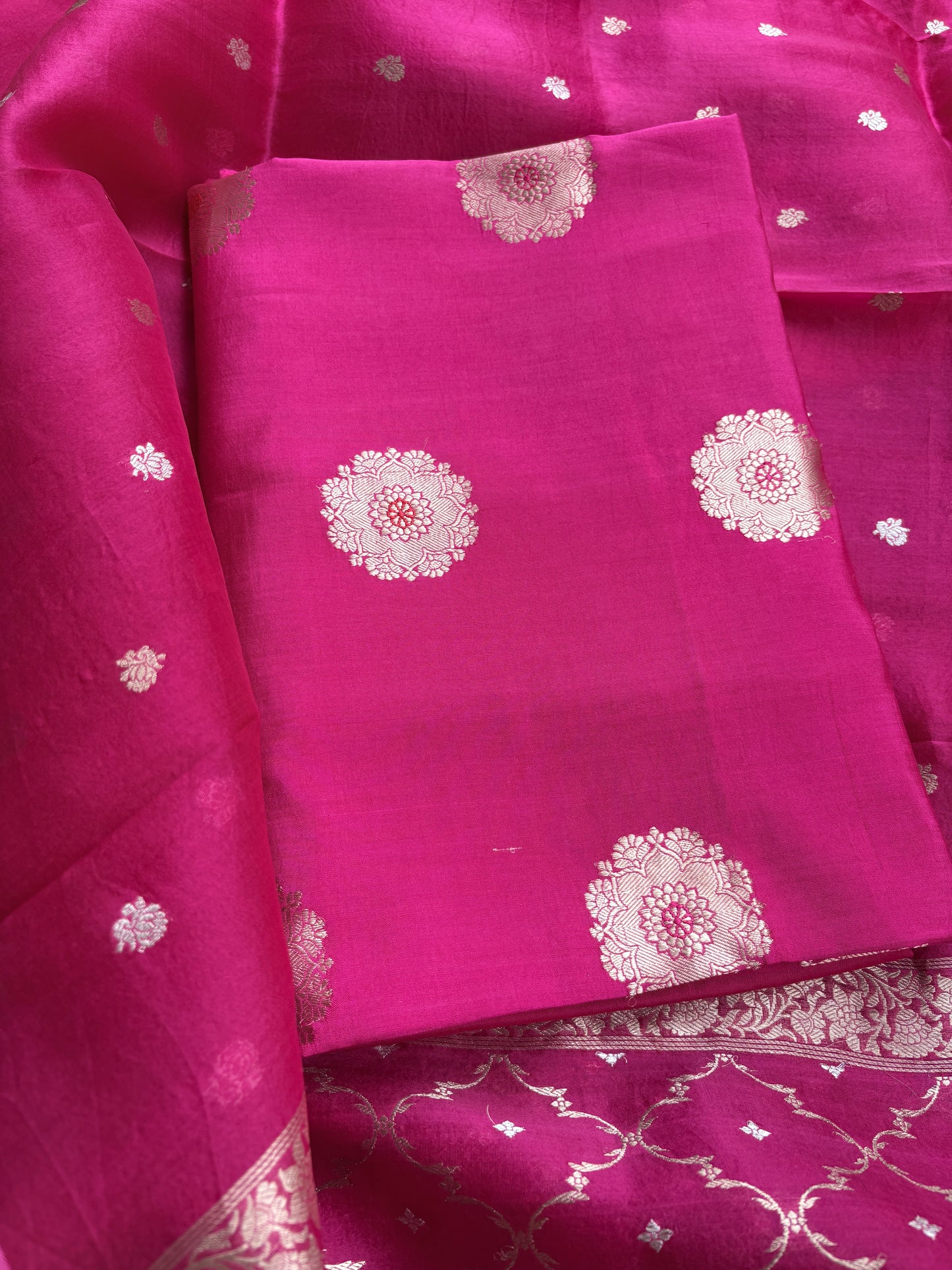 Pink Chiniya kora kadhwa suit set
