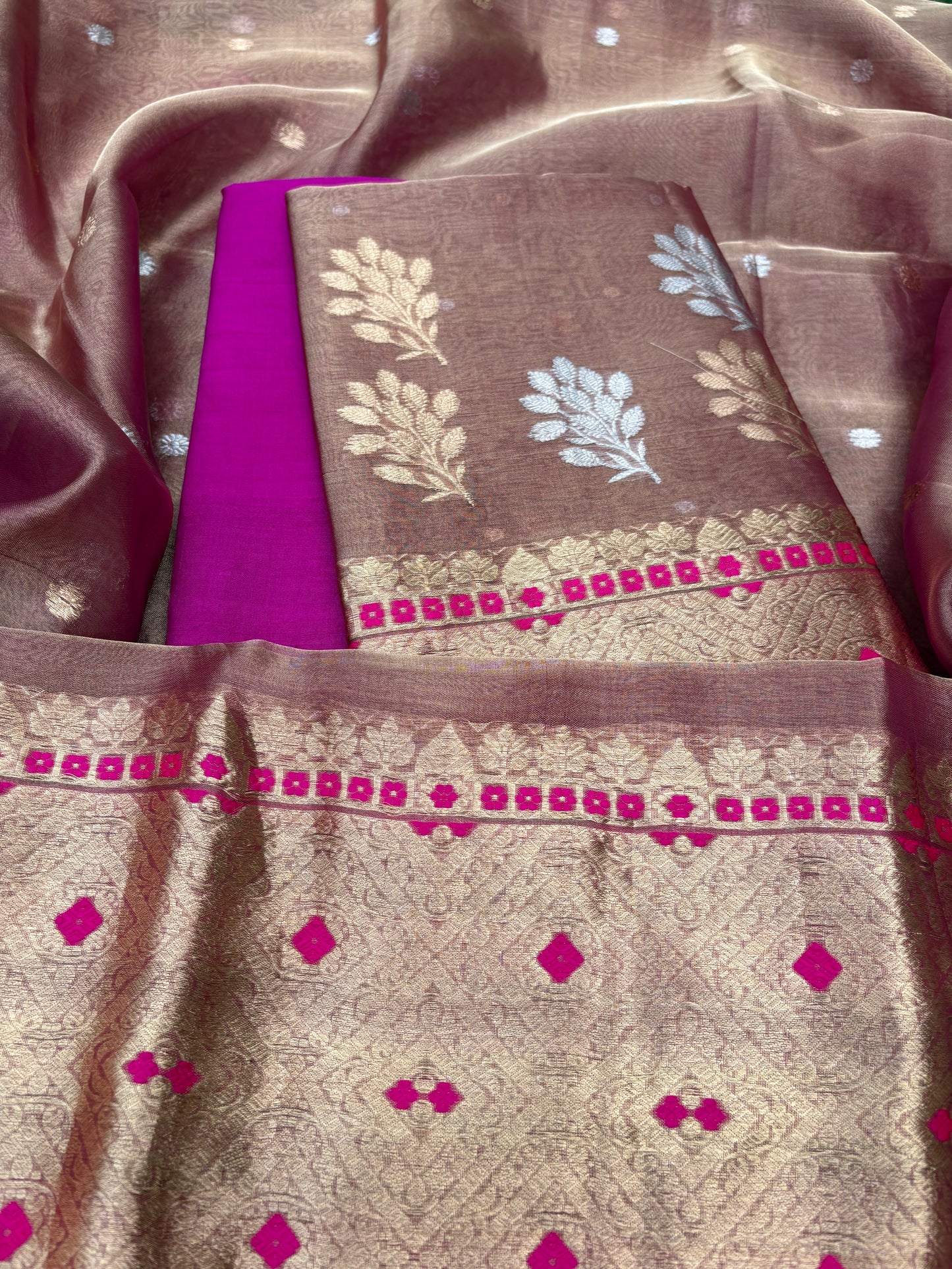 Purple meenadar tissue kadhwa 3 piece suit set