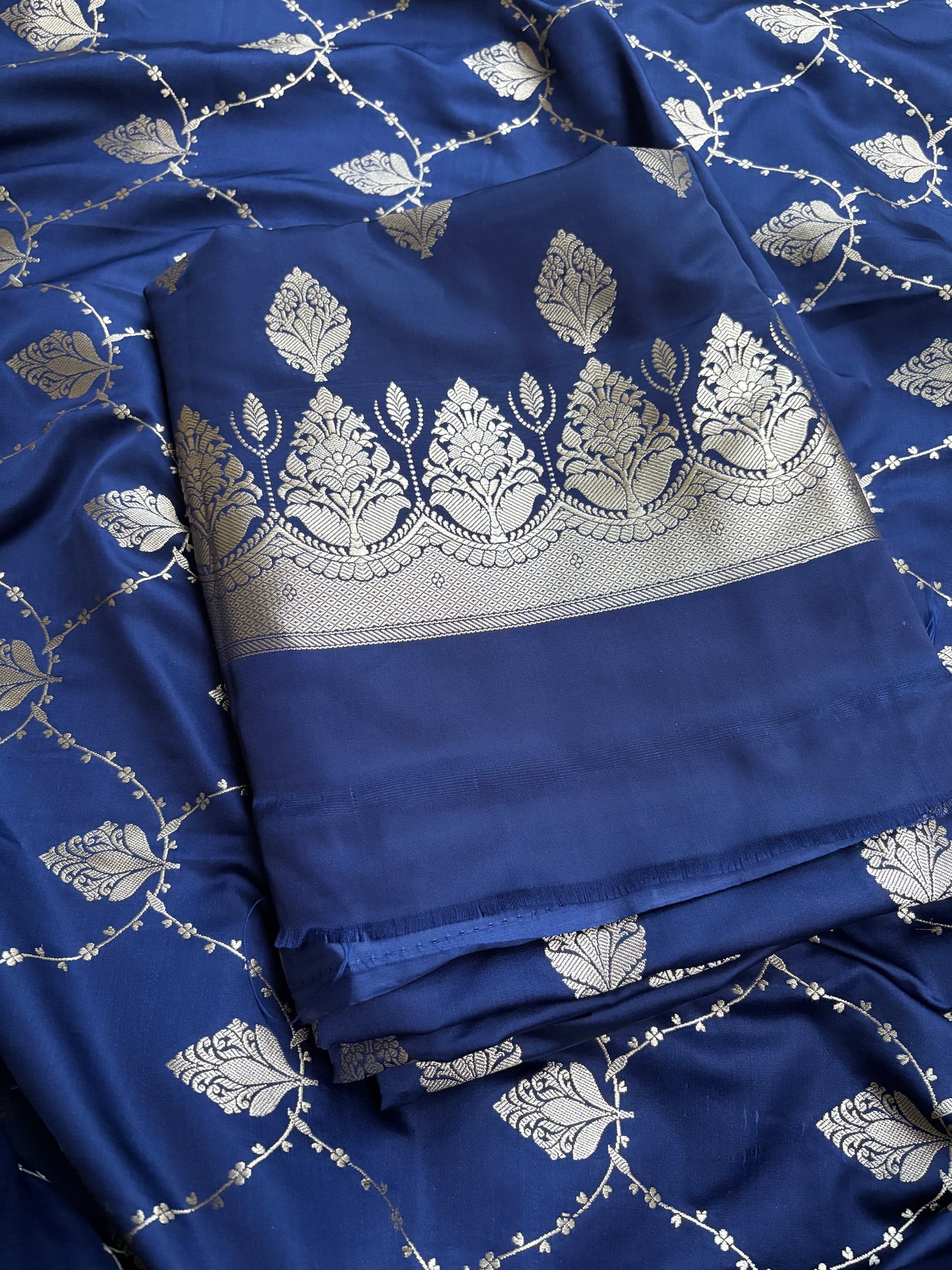 Blue mashru silk suit set
