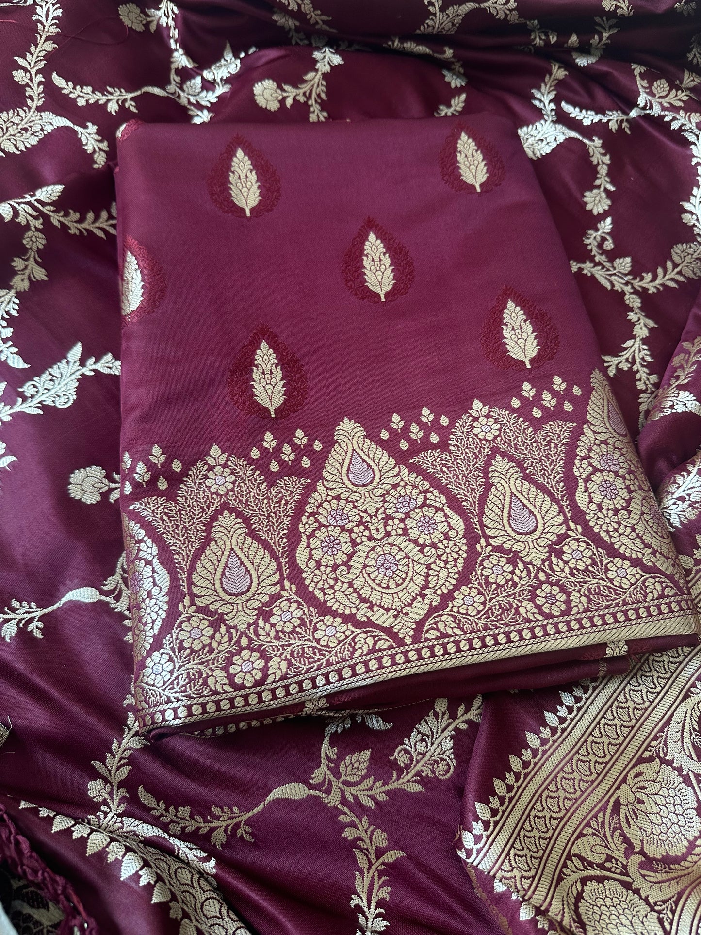 Maroon premium mashru silk suit