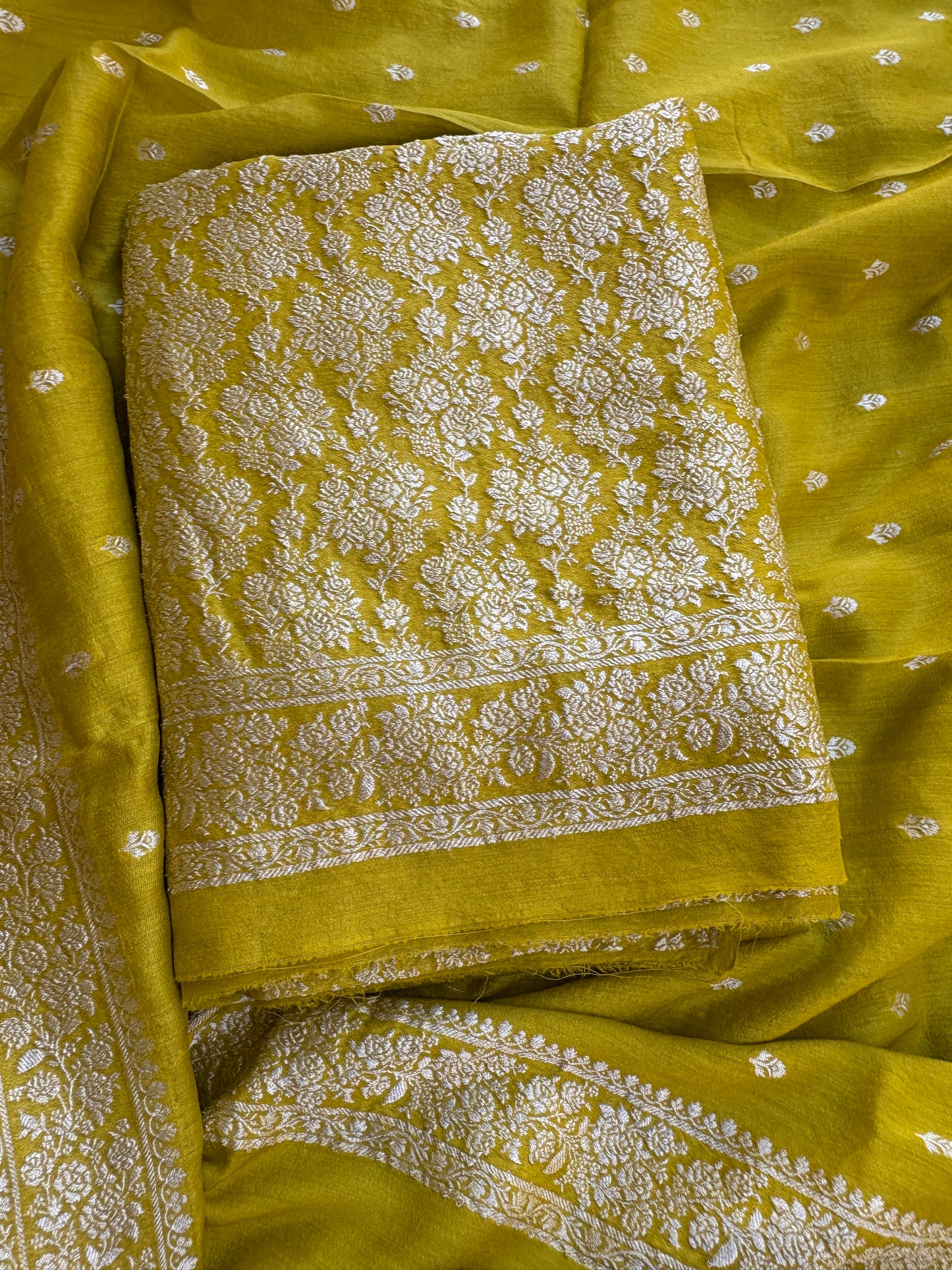 Lime moonga silk suit set