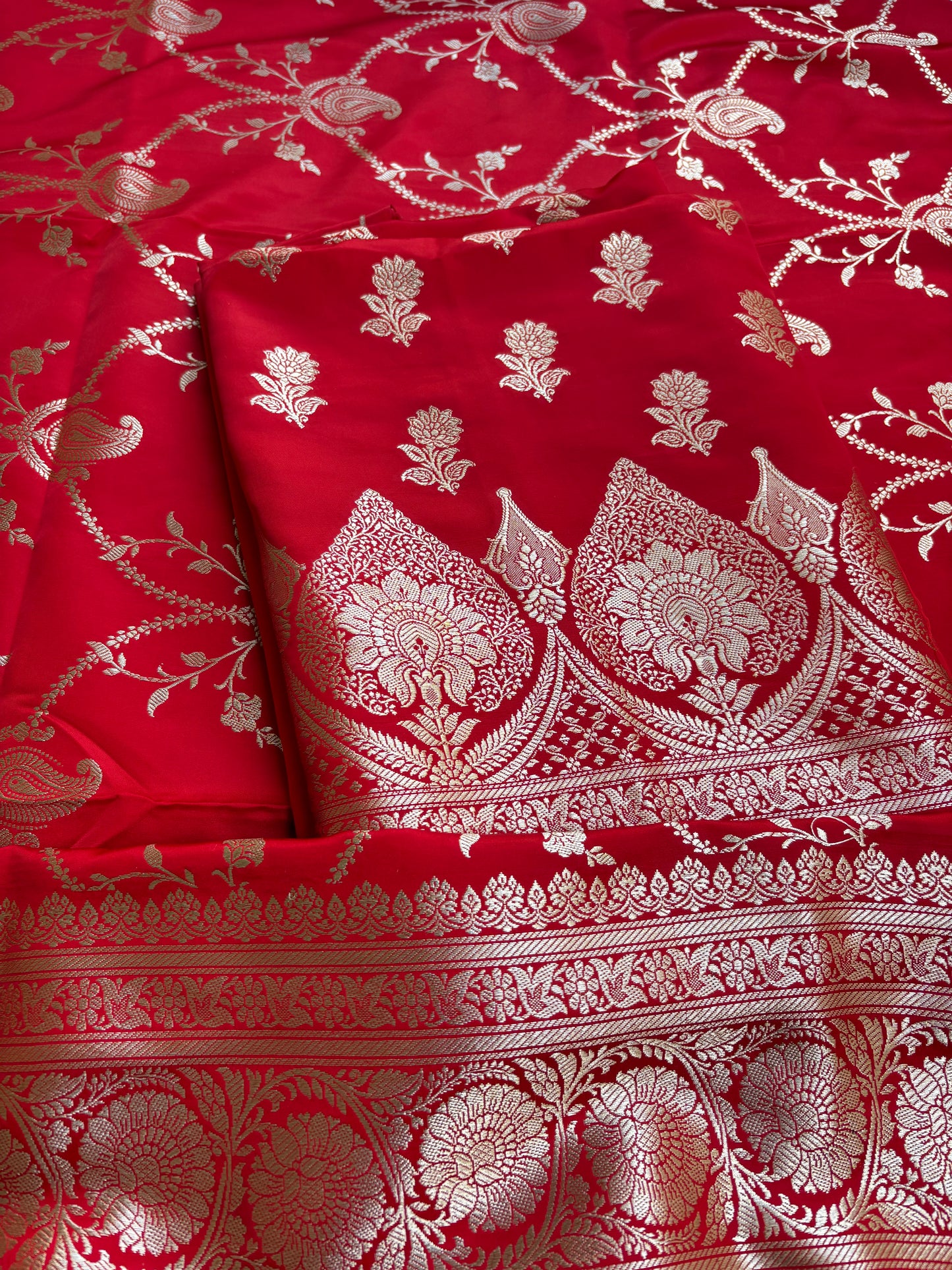 Red mashru silk 3 piece suit set