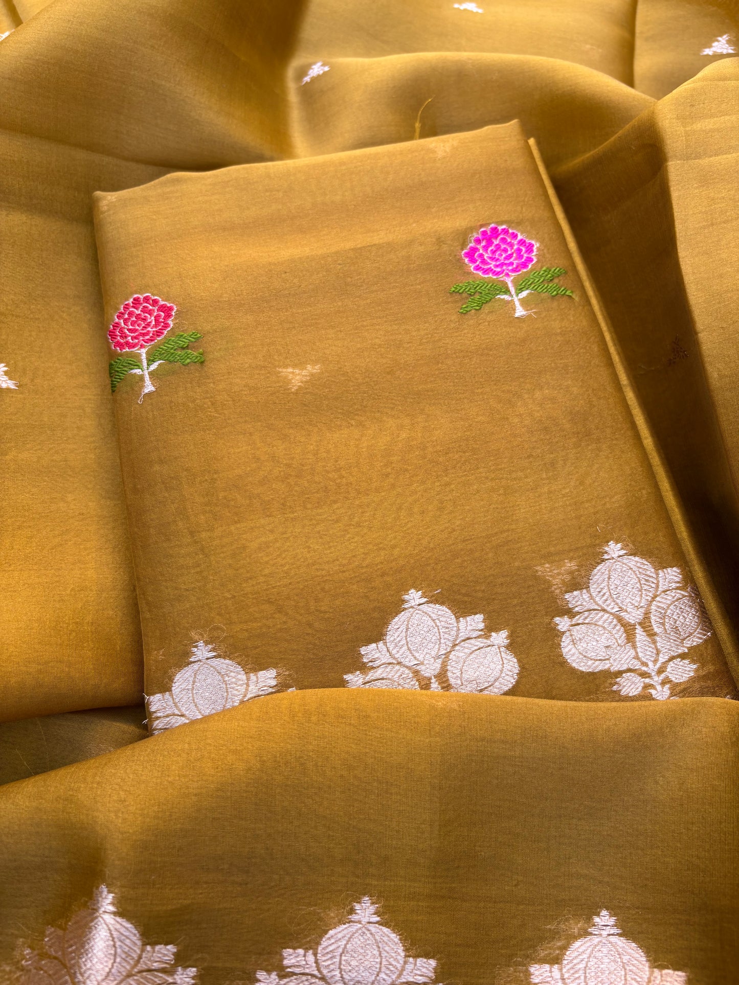 Green kora kadhwa meenadar suit set