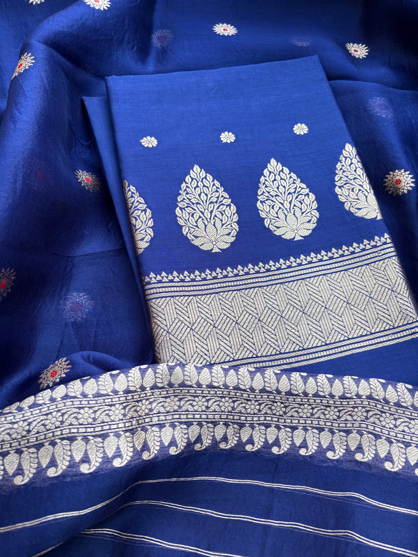 Blue Chiniya silk kurta and kora silk dupatta 3 piece suit set