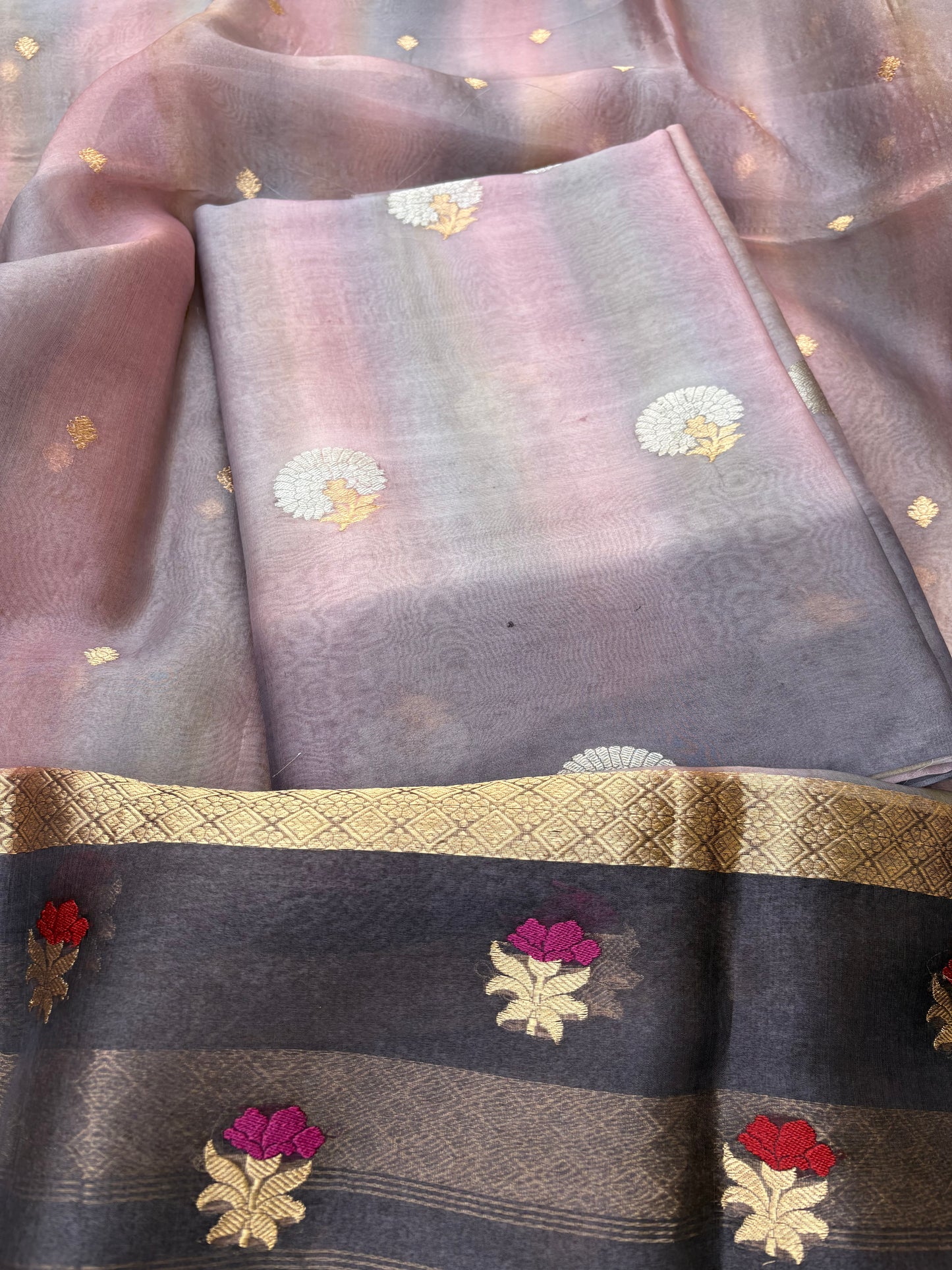 Kora kadhwa silk 3 piece suit set