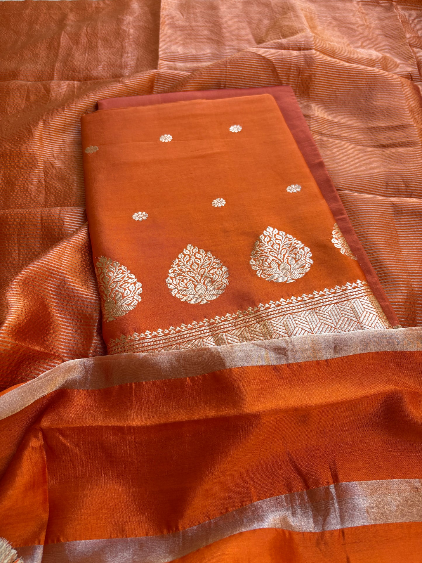 Rust raw mango silk 3 piece suit set