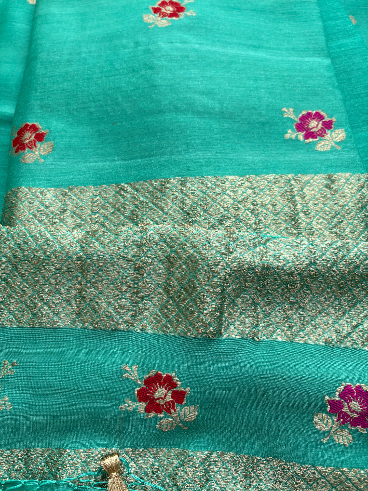 Pure kadhwa moonga silk 3 piece suit set